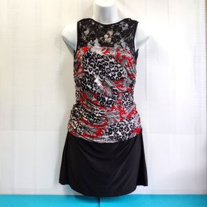 Black Koi Rushed Stretch Lace Mini Dress Size M